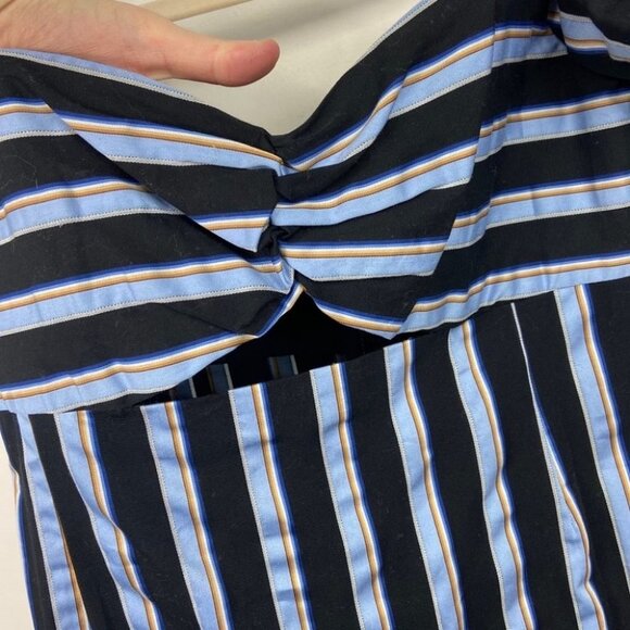 NEW WAYF Korbin Striped Off Shoulder Dress Blue Size Medium Cotton Brand Cutout - Picture 4 of 9